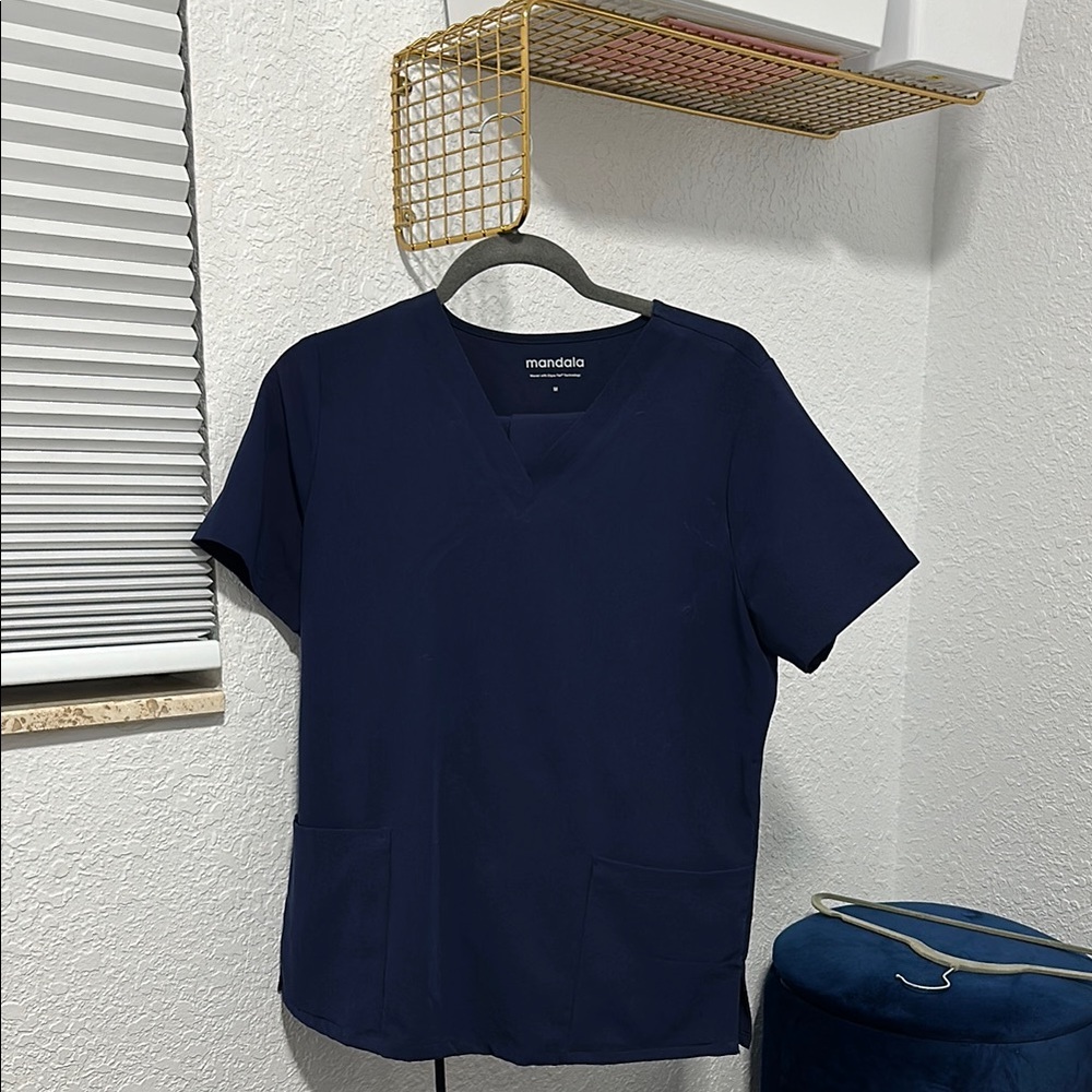 Mandala Navy Blue Scrub Top and Jogger Set